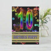 10. Geburtstagsparty Einladung mit Blasen (Stehend Vorderseite)