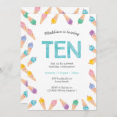 10. Geburtstagsparty | Einladung von Regenbogeneis (Vorne/Hinten)