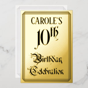 10. Geburtstagsparty — Elegantes Script + Individu Folieneinladung