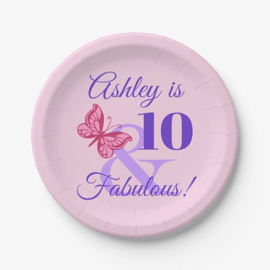 10. Geburtstagsparty für Mädchen Pappteller (Vorderseite)