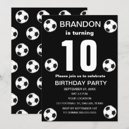 10. Geburtstagsparty Fußball Black Boys Sport Einladung