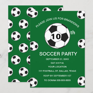 10. Geburtstagsparty Fußball Green Boys Sport Einladung