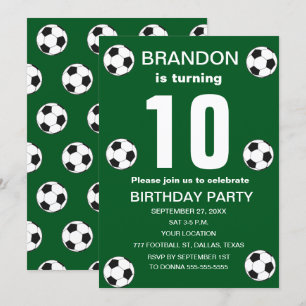 10. Geburtstagsparty Fußball Green Boys Sport Einladung