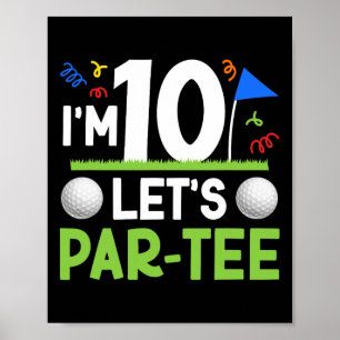 10. Geburtstagsparty Golf Boy Zehn Jahre alter Gol Poster