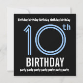 10. Geburtstagsparty Modern Blue and Black W689 Einladung (Vorderseite)