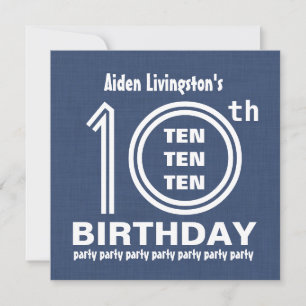 10. Geburtstagsparty Modern Blue und White V002 Einladung
