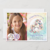 10. Geburtstagsparty Pastel Rainbow Einladung (Vorderseite)