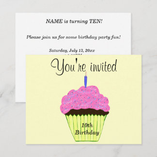 10. Geburtstagsparty Pink Cupcake - Anpassen Einladung