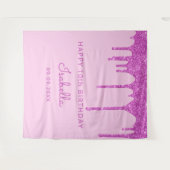 10. Geburtstagsparty Rosa Glitzer Tropfen Mädchen Wandteppich (Vorderseite (Horizontal))