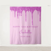 10. Geburtstagsparty Rosa Glitzer Tropfen Mädchen Wandteppich (Vorderseite)