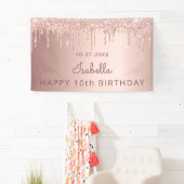 10. Geburtstagsparty Rose Gold Glitzer Mädchen Banner (Insitu)