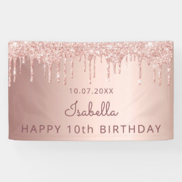10. Geburtstagsparty Rose Gold Glitzer Mädchen Banner
