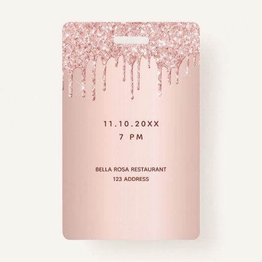 10. Geburtstagsparty Rose Gold Glitzer Rosa Vip Ausweis (Rückseite)