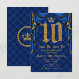 10. Geburtstagsparty Royal Blue Gold Crown Einladung