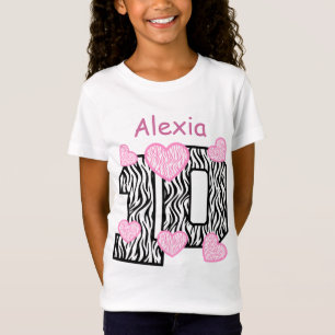 10. Geburtstagzebra-Rosa-Herz-individueller Name 3 T-Shirt