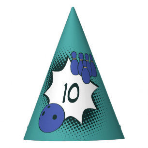 10. Glücklicher Geburtstag Blau-Grün Bowling  Partyhütchen