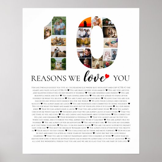 10 Gründe, warum wir Sie zum Hochzeitstag Liebe Poster (Vorne)