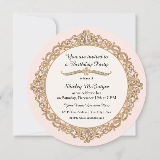 10. Happy Birthday Party Celebration Round Invite Einladung (Rückseite)