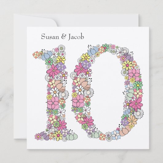 10. Hochzeit Jahrestag individuelle Einladung (Vorderseite)