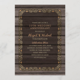 10. Hochzeit Jubiläum Rustic Wood Country Party Einladung