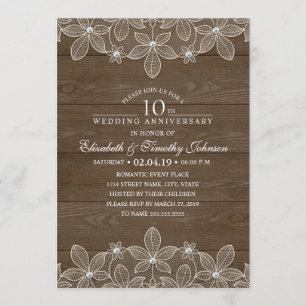 10. Hochzeit Jubiläum Rustikale Holzlandschaft Einladung