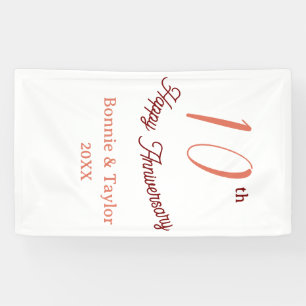 10. Hochzeitsjubiläum Pfirsich Pastell Name Retro  Banner