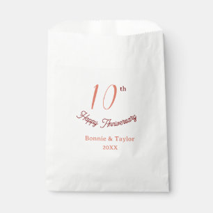 10. Hochzeitsjubiläum Pfirsich Pastell Name Retro  Geschenktütchen