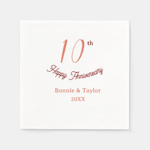 10. Hochzeitsjubiläum Pfirsich Pastell Name Retro  Serviette