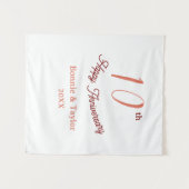 10. Hochzeitsjubiläum Pfirsich Pastell Name Retro  Wandteppich (Vorderseite (Horizontal))