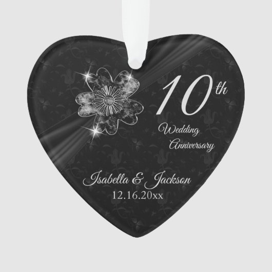 10. Hochzeitstag, Blumengeflecht Design Ornament (Vorderseite)