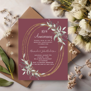 10. Hochzeitstag burgund Einladung