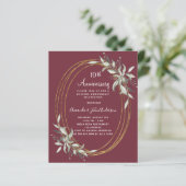 10. Hochzeitstag burgund Einladung (Stehend Vorderseite)