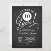 10. Hochzeitstag - Chalkboard und White Einladung (Vorderseite)