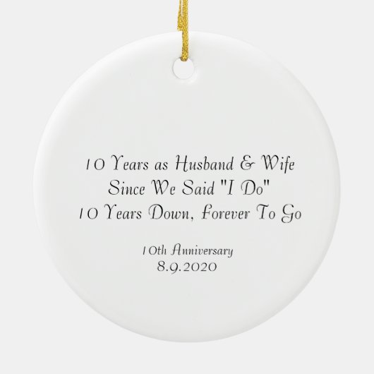 10. Hochzeitstag - ein tolles Angebot Keramik Ornament (Hinten)