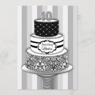 10. Hochzeitstag Einladung, 3-stöckige Torte Einladung