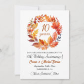 10. Hochzeitstag Elegant Fall Flora Save The Date (Vorderseite)