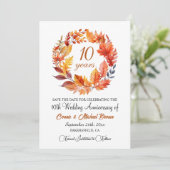 10. Hochzeitstag Elegant Fall Flora Save The Date (Stehend Vorderseite)