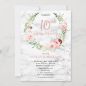 10. Hochzeitstag Elegante Rose Gold Flora Einladung (Vorderseite)