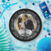 10. Hochzeitstag Foto Black SIlver Tone Pappteller (Party)