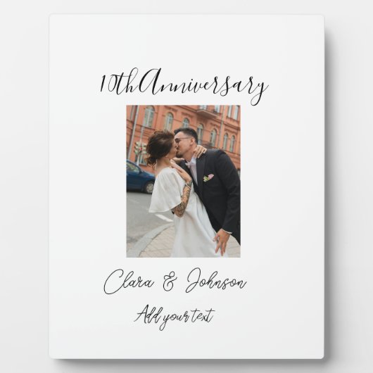10. Hochzeitstag Foto Name Paar Romanti Fotoplatte (Vorderseite)