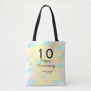 10 Hochzeitstag gelbe Pastellfarbe Name Retro Bo Tasche