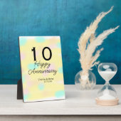 10 Hochzeitstag gelber Pastellname Retro Bo Fotoplatte (Seite)