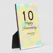 10 Hochzeitstag gelber Pastellname Retro Bo Fotoplatte (Seite)