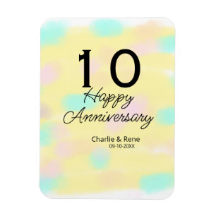 10 Hochzeitstag gelber Pastellname Retro Bo Magnet