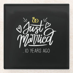 10. Hochzeitstag Glasuntersetzer