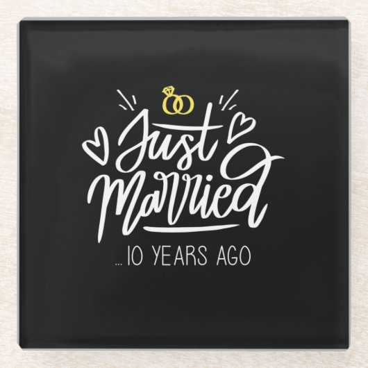 10. Hochzeitstag Glasuntersetzer (Vorderseite)