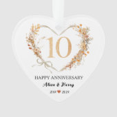 10. Hochzeitstag Gold Hearts Couple Foto Ornament (Vorderseite)