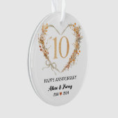 10. Hochzeitstag Gold Hearts Couple Foto Ornament (Vorderseite)