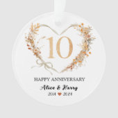 10. Hochzeitstag Gold Hearts Couple Foto Ornament (Vorderseite)