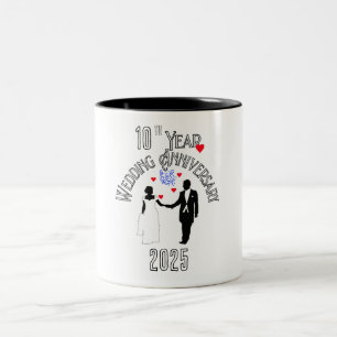 10. Hochzeitstag Hand in Hand Zweifarbige Tasse
